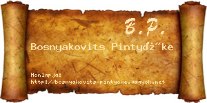Bosnyakovits Pintyőke névjegykártya